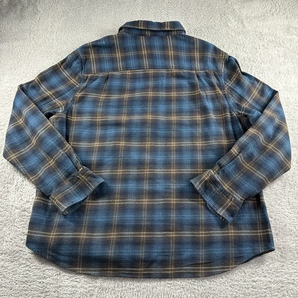 True Religion Shirt Mens 2x Blue Logo Workwear‎ Woven Plaid Flannel Utility